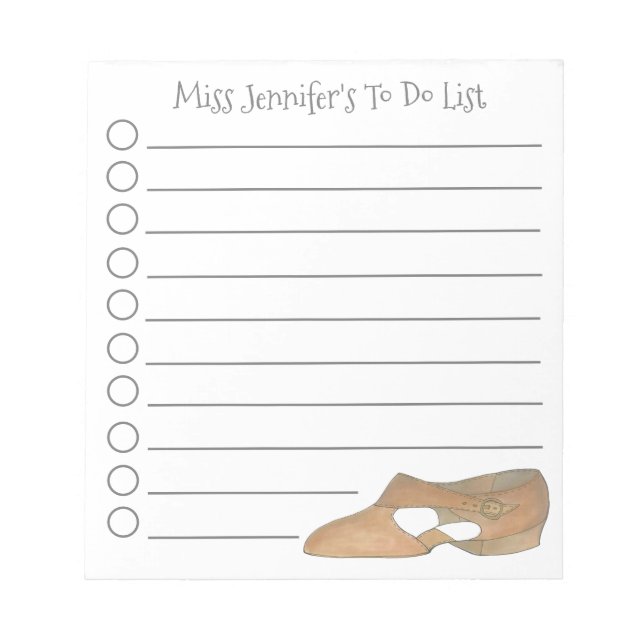 Personalized Tan Lyrical Modern Dance Teacher Gift Notepad (Front)