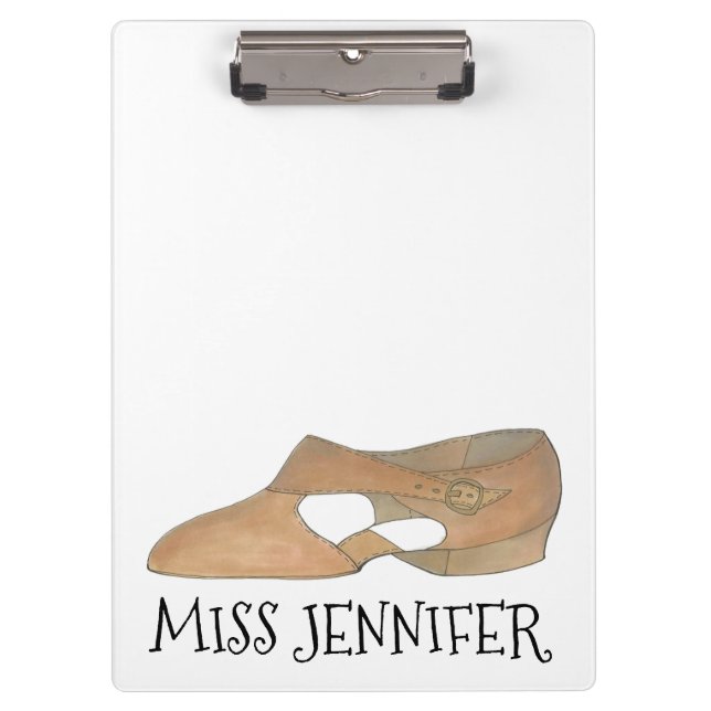 Personalized Tan Lyrical Shoe Dance Teacher Gift Clipboard (Front)