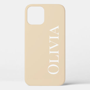 Personalized Tan Modern White Typography iPhone 12 Pro Case
