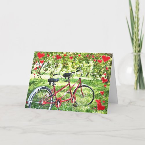 Personalized Tandem Bike Congratulation on Wedding Holiday Card