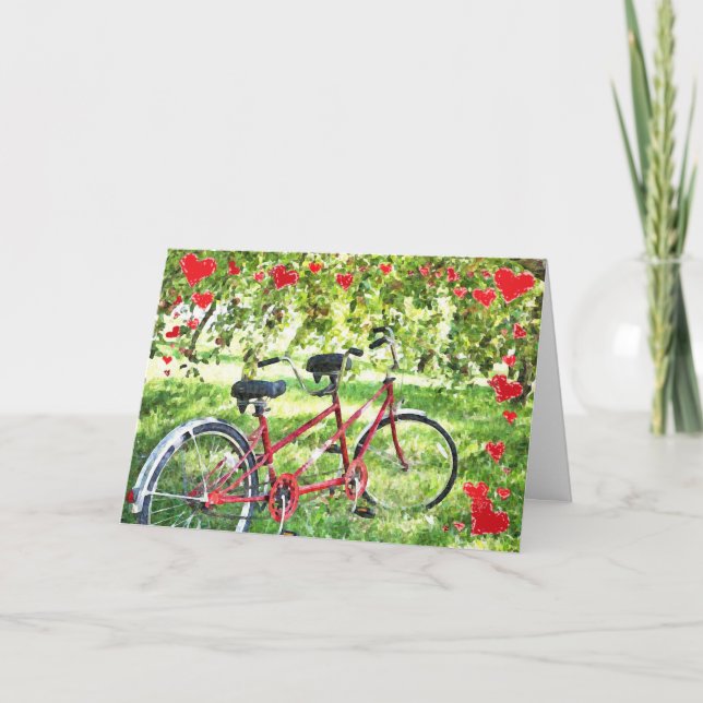 Personalized Tandem Bike Congratulation on Wedding Holiday Card (Front)