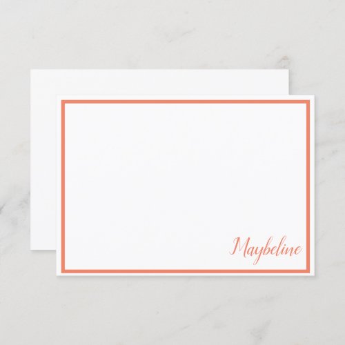 Personalized Tangerine and White Note Cards