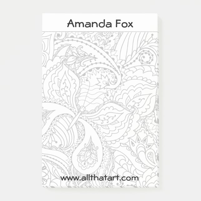 Personalized Tangle Doodle Coloring Page Notepad (Front)
