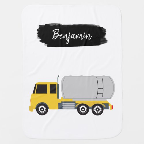 Personalized Tanker Truck Transportation Trucks Baby Blanket