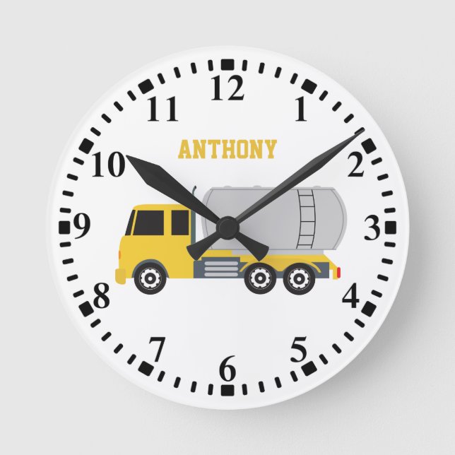 Personalized Tanker Truck Transportation Trucks Round Clock (Front)