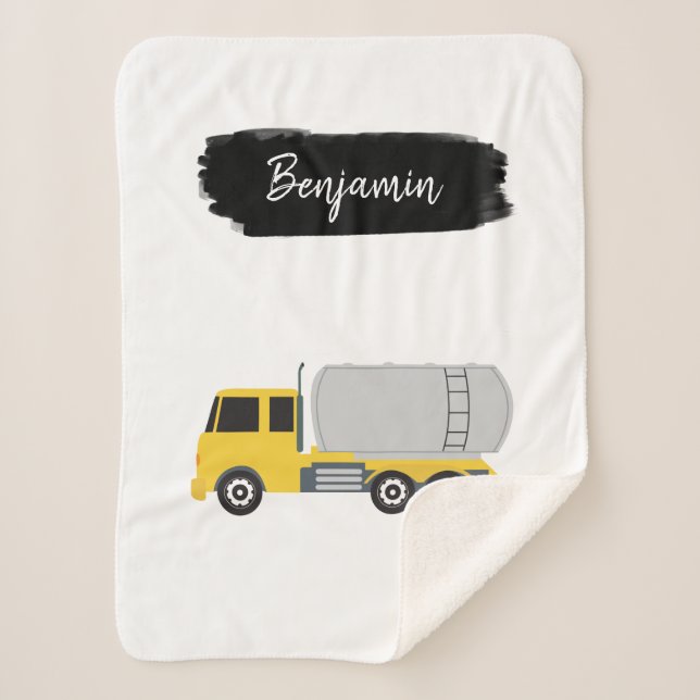 Personalized Tanker Truck Transportation Trucks Sherpa Blanket (Front)