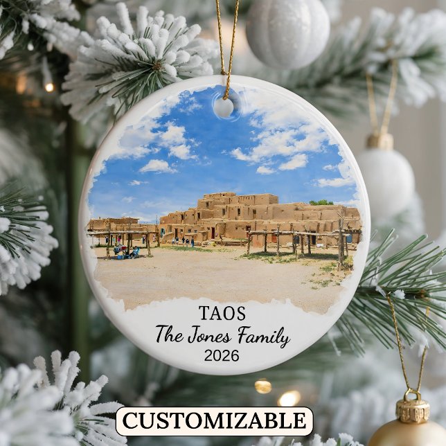 Personalized Taos Ornament, Custom New Mexico Ceramic Ornament (Creator Uploaded)