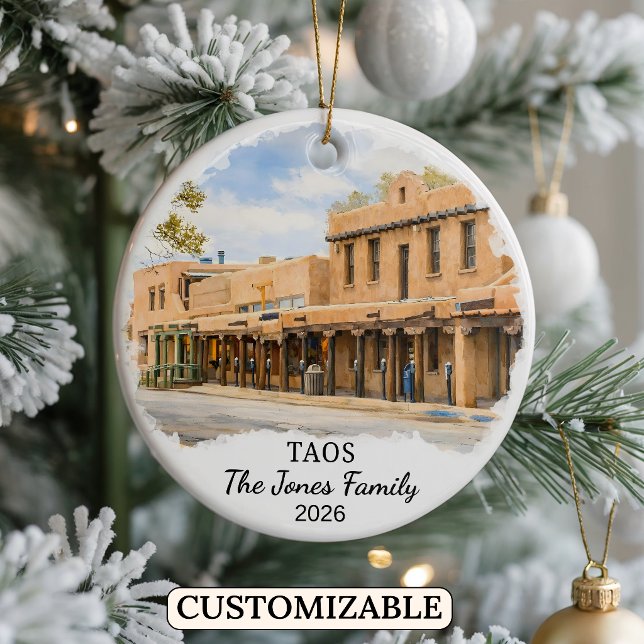 Personalized Taos Ornament, Custom New Mexico Ceramic Ornament (Creator Uploaded)