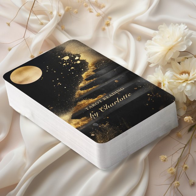 Personalized Tarot Cards-Black & Gold Moon Edition Cards (Personalized Tarot Cards-Black & Gold Moon Edition with your name.)