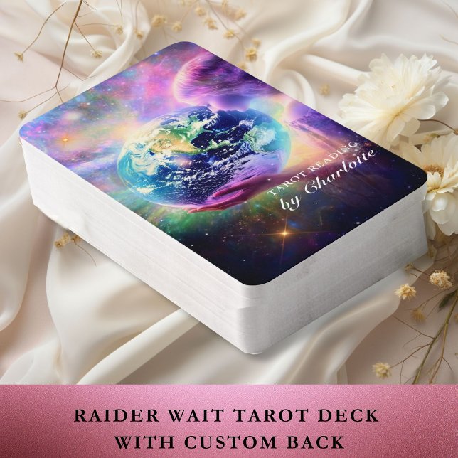 Personalized Tarot Cards - Universe-Woman (Customer specific, Raider Waite Tarot Deck with your Name, text or Message. Woman, Universe.)
