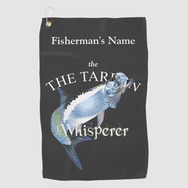 Personalized Tarpon Whisperer Dark Fishing Towel (Front)