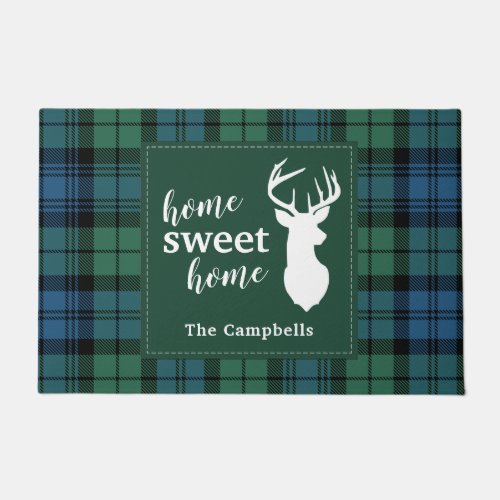 Personalized Tartan Christmas Clan Campbell Plaid Doormat