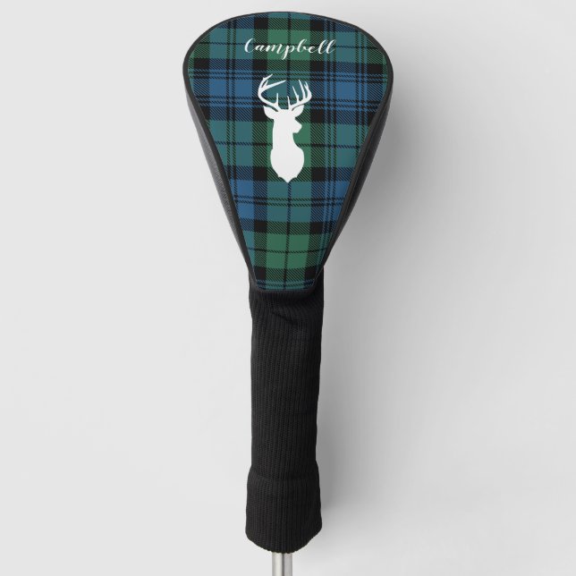 Personalized Tartan Christmas Clan Campbell Plaid Golf Head Cover (Front)