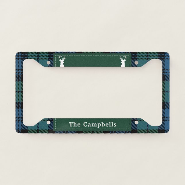 Personalized Tartan Christmas Clan Campbell Plaid License Plate Frame (Front)