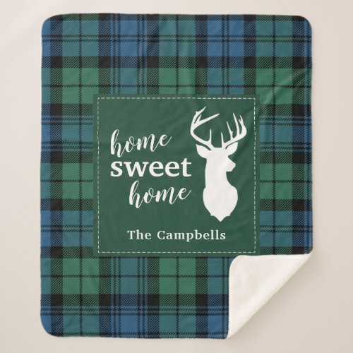 Personalized Tartan Christmas Clan Campbell Plaid Sherpa Blanket