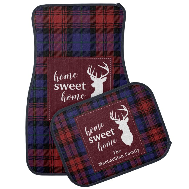 Personalized Tartan Christmas Clan MacLachlan Car Floor Mat (Set)