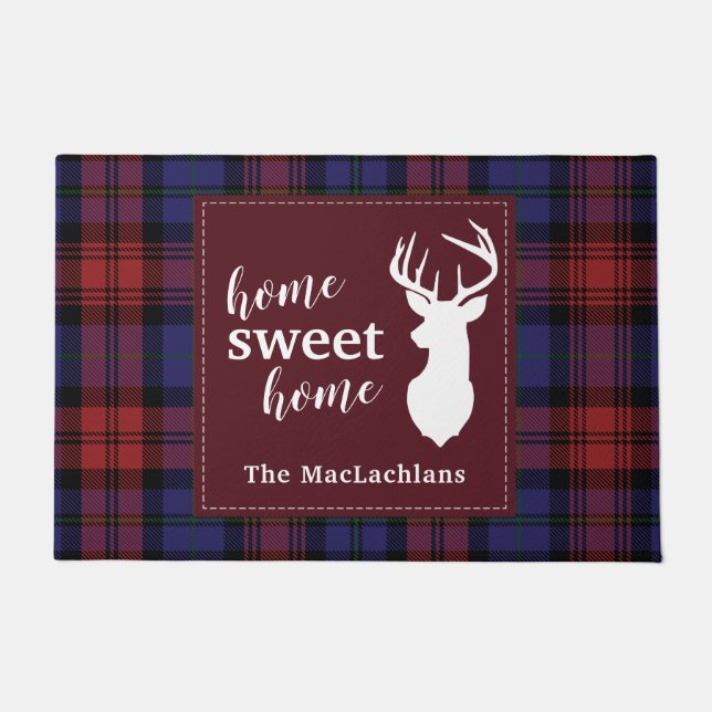 Personalized Tartan Christmas Clan MacLachlan Doormat (Front)
