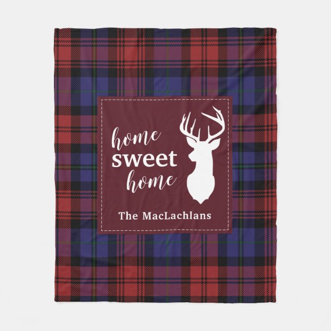 Personalized Tartan Christmas Clan MacLachlan Fleece Blanket (Front)