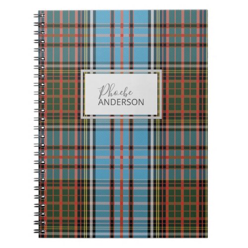 Personalized Tartan Clan Anderson Plaid Check Notebook