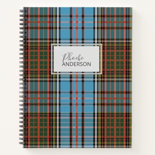 Personalized Tartan Clan Anderson Plaid Pattern Notebook