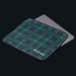 Personalized Tartan Clan Black Watch Plaid Custom Laptop Sleeve<br><div class="desc">Custom Clan Black Watch tartan blue green and dark gray check design laptop sleeve for anyone who loves classic and elegant cover for their treasured accessories. Perfect gift for family, dad, husband or other special gift giving occasions. Celebrate all things tradition and family clan with this cool Clan Black Watch...</div>