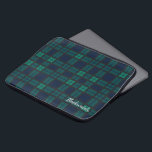 Personalized Tartan Clan Black Watch Plaid Custom Laptop Sleeve<br><div class="desc">Custom Clan Black Watch tartan blue green and dark gray check design laptop sleeve for anyone who loves classic and elegant cover for their treasured accessories. Perfect gift for family, dad, husband or other special gift giving occasions. Celebrate all things tradition and family clan with this cool Clan Black Watch...</div>