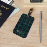 Personalized Tartan Clan Black Watch Plaid Custom Luggage Tag<br><div class="desc">Custom Clan Black Watch tartan blue green and dark grey check design luggage tag Perfect gift for family, dad, husband or other special gift giving occasions. Celebrate all things tradition and family clan with this cool Clan Black Watch tartan print luggage tag. Add a name by clicking the "Personalize" button...</div>