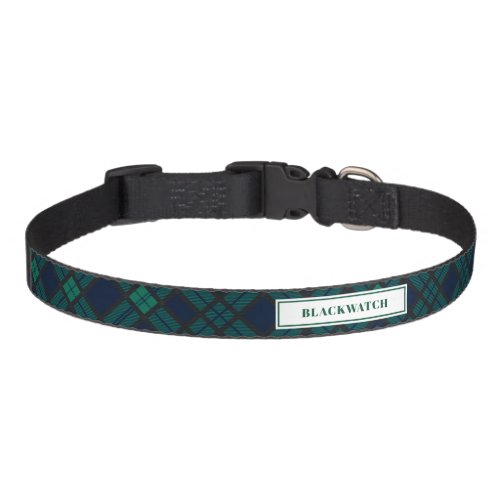 Personalized Tartan Clan Blackwatch Plaid Pattern Pet Collar