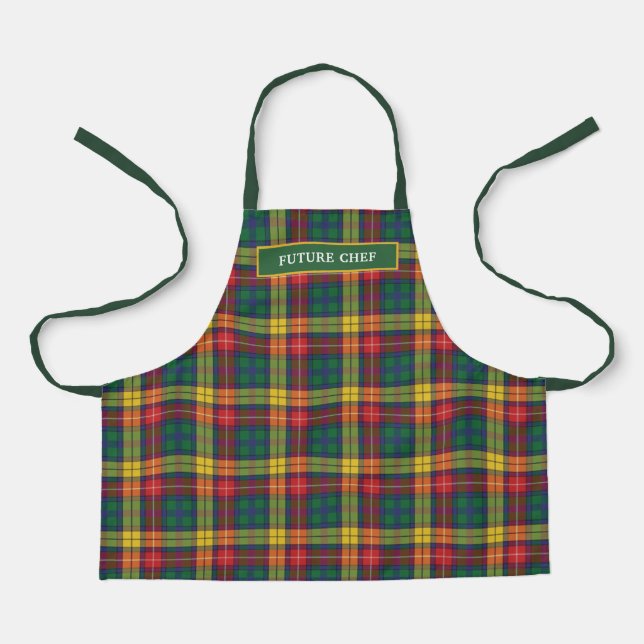 Personalized Tartan Clan Buchanan Plaid Pattern Apron (Front)