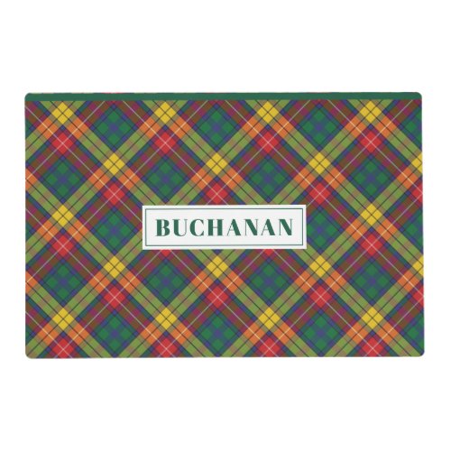 Personalized Tartan Clan Buchanan Plaid Pattern Placemat