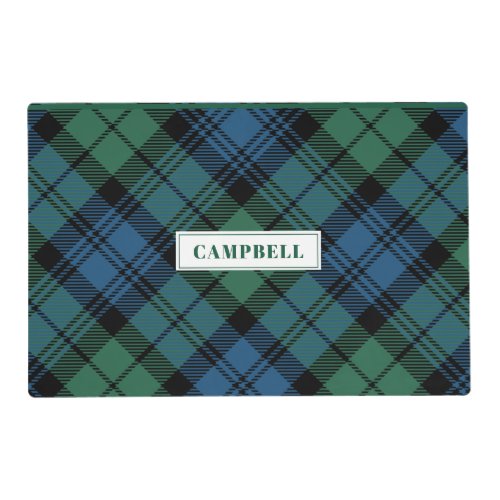 Personalized Tartan Clan Campbell Plaid Pattern Placemat