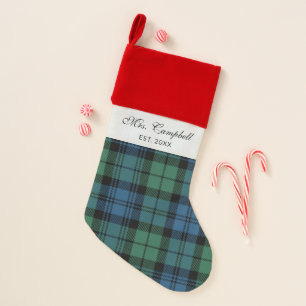 Personalized Tartan Clan Campbell Plaid Rustic Christmas Stocking