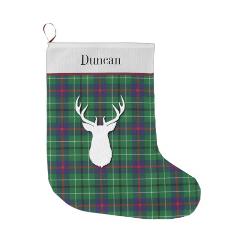 Personalized Tartan Clan Duncan Green Purple Large Christmas Stocking