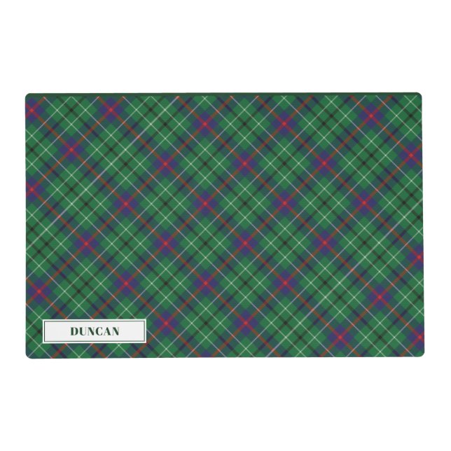 Personalized Tartan Clan Duncan Plaid Pattern Placemat (Front)