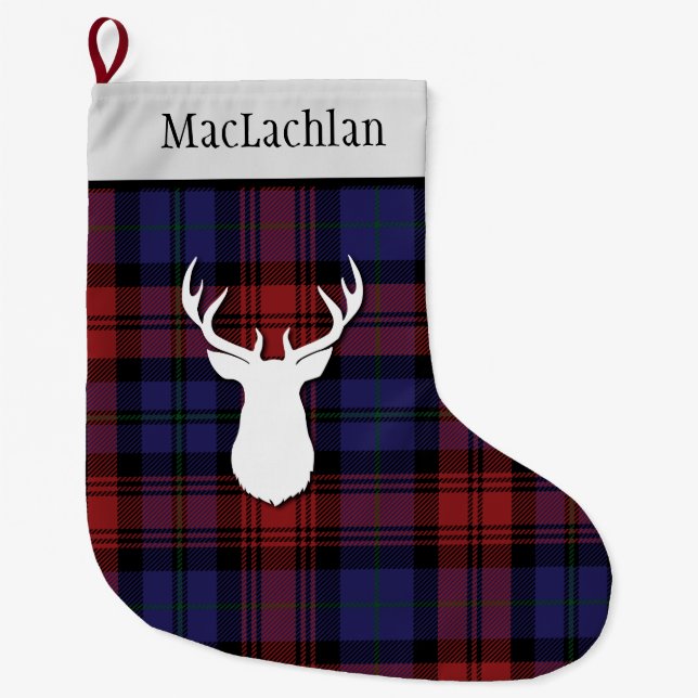 Personalized Tartan Clan MacLachlan Plaid Large Christmas Stocking (Front)