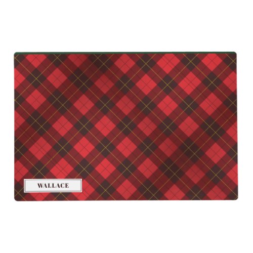 Personalized Tartan Clan Wallace Plaid Pattern Placemat