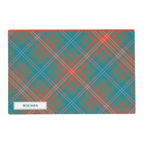 Personalized Tartan Clan Wilson Plaid Pattern Placemat