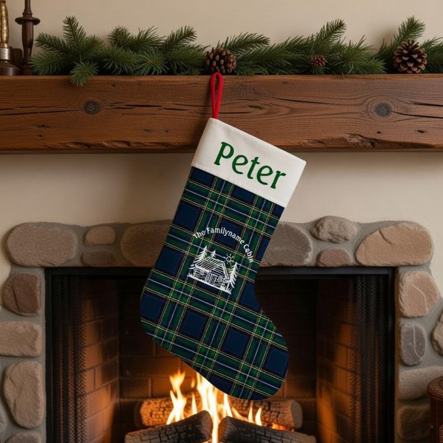 Personalized Tartan Family Cabin Christmas  Small Christmas Stocking (Creator Uploaded)