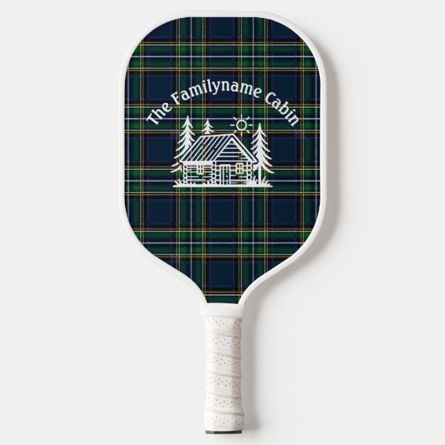 Personalized Tartan Family Cabin Pickleball Paddle (Front)