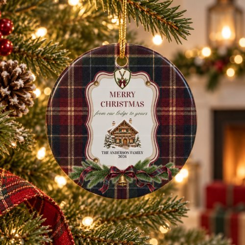 Personalized Tartan Family Christmas Keepsake Ceramic Ornament