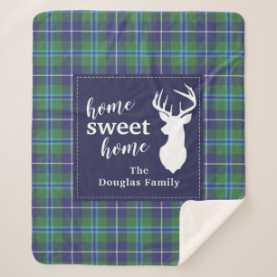 Personalized Tartan Holiday Clan Douglas Plaid Sherpa Blanket