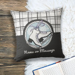 Personalized Tartan Ice Skating Throw Pillow