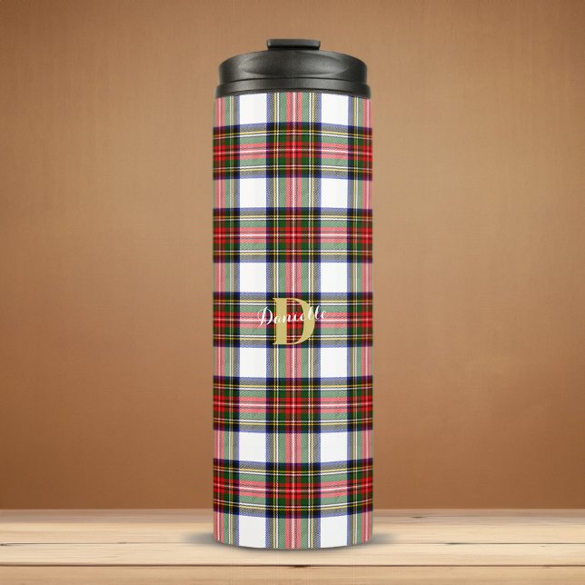 Personalized Tartan Monogram Name Christmas Thermal Tumbler (Personalized Tartan Monogram Name Christmas Thermal Tumbler)