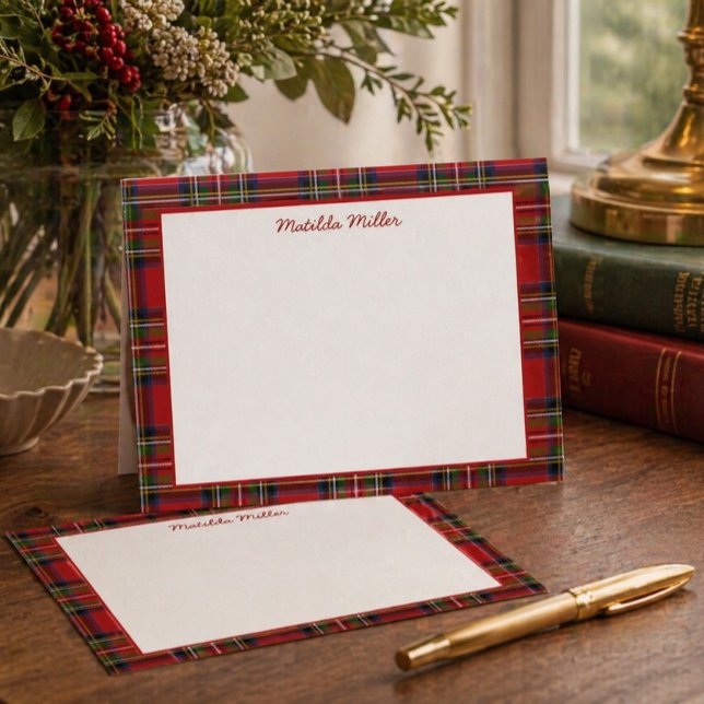 Personalized Tartan Note Card with Plaid Backgroun (Creator Uploaded)
