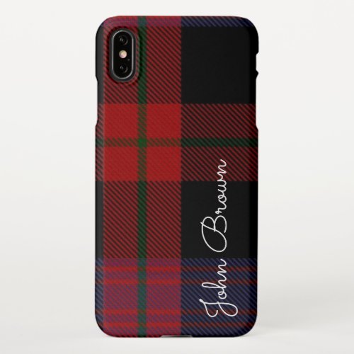 Personalized TARTAN Plaid Handwritten Name Modern iPhone XS Max Case