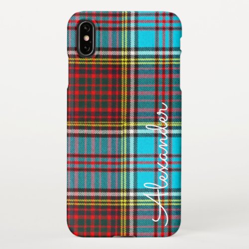 Personalized TARTAN Plaid Handwritten Name Modern iPhone XS Max Case