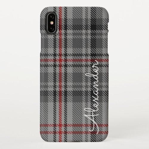 Personalized TARTAN Plaid Handwritten Name Modern iPhone XS Max Case