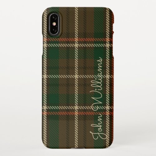 Personalized TARTAN Plaid Handwritten Name Modern iPhone XS Max Case