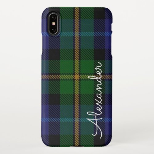 Personalized TARTAN Plaid Handwritten Name Modern iPhone XS Max Case