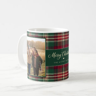Personalized Tartan Plaid Two Photo Christmas Coffee Mug